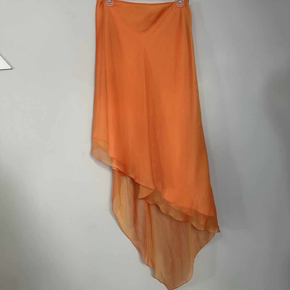 David Meister Y2K Orange Dress Vintage Skirt Set Formal Beaded Asymmetric - Picture 7 of 14